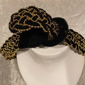Lord & Taylor Vintage Black Velvet Belt Gold Studs